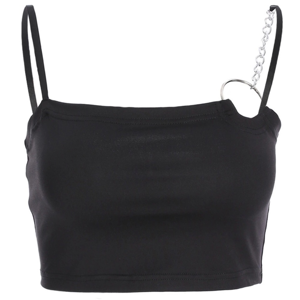 Black spaghetti strap crop top - Picture 4 of 6
